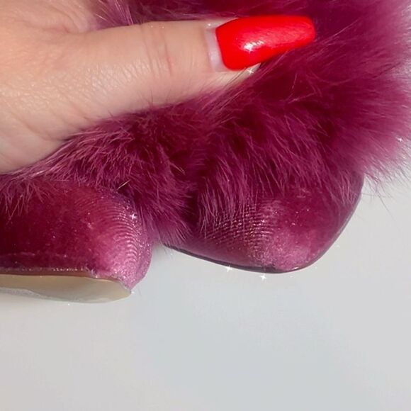💞 women’s Velvet Pink Pom Pom slip on party high heels pumps size 7 - Picture 7 of 10